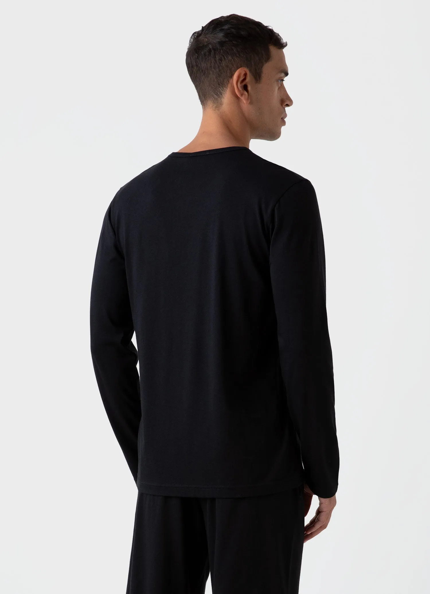 Men's Cotton Modal Lounge Long Sleeve T-shirt in Black