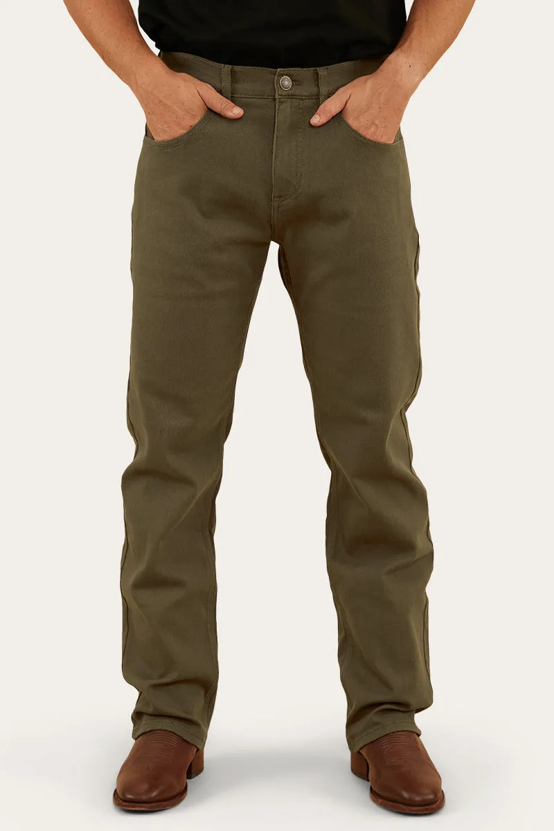 Muster Mens Slim Straight Fit Jean - Military Green