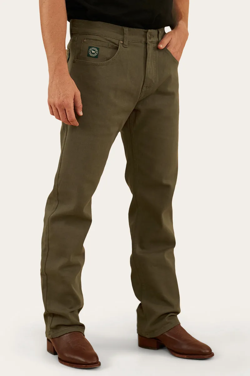 Muster Mens Slim Straight Fit Jean - Military Green