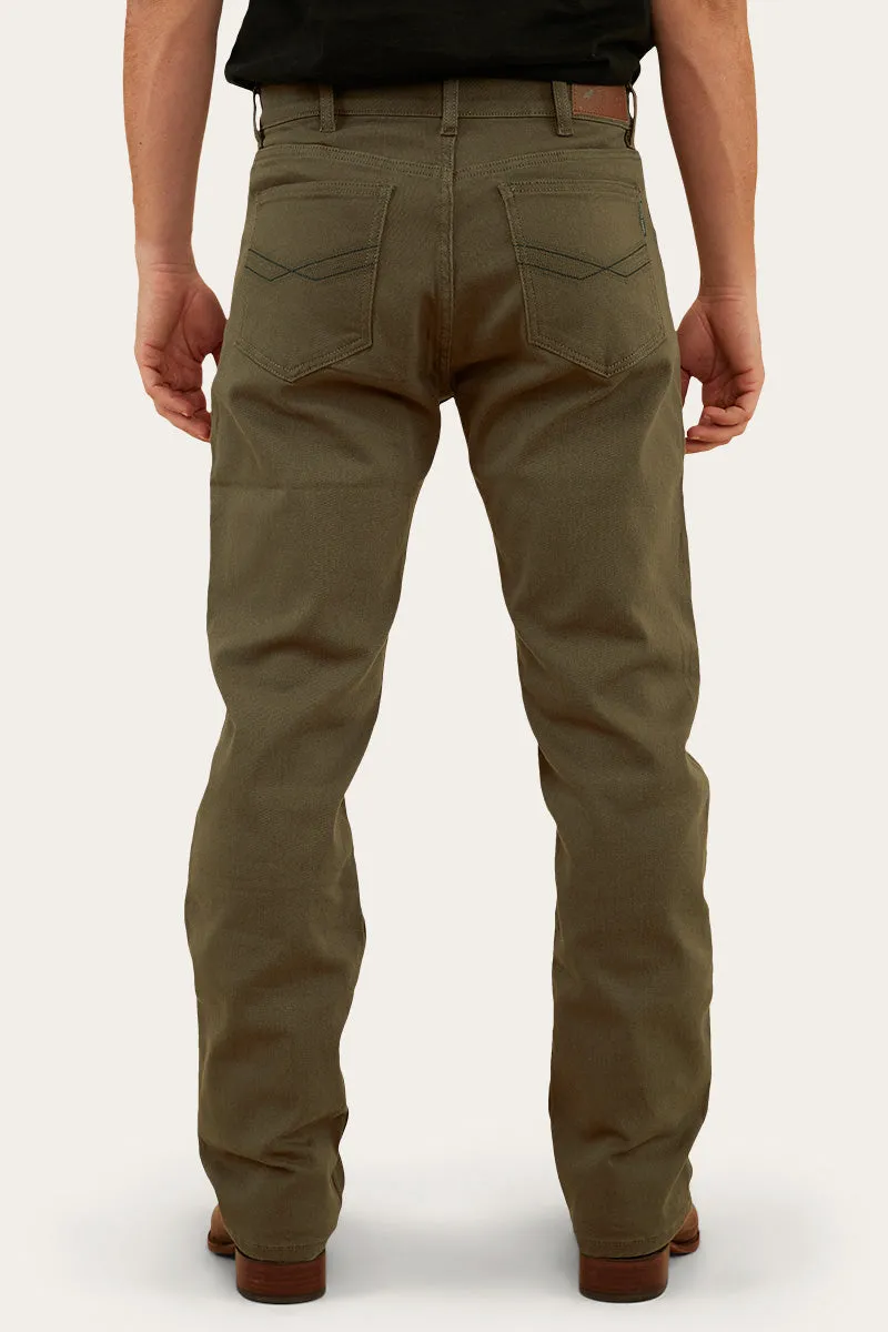 Muster Mens Slim Straight Fit Jean - Military Green