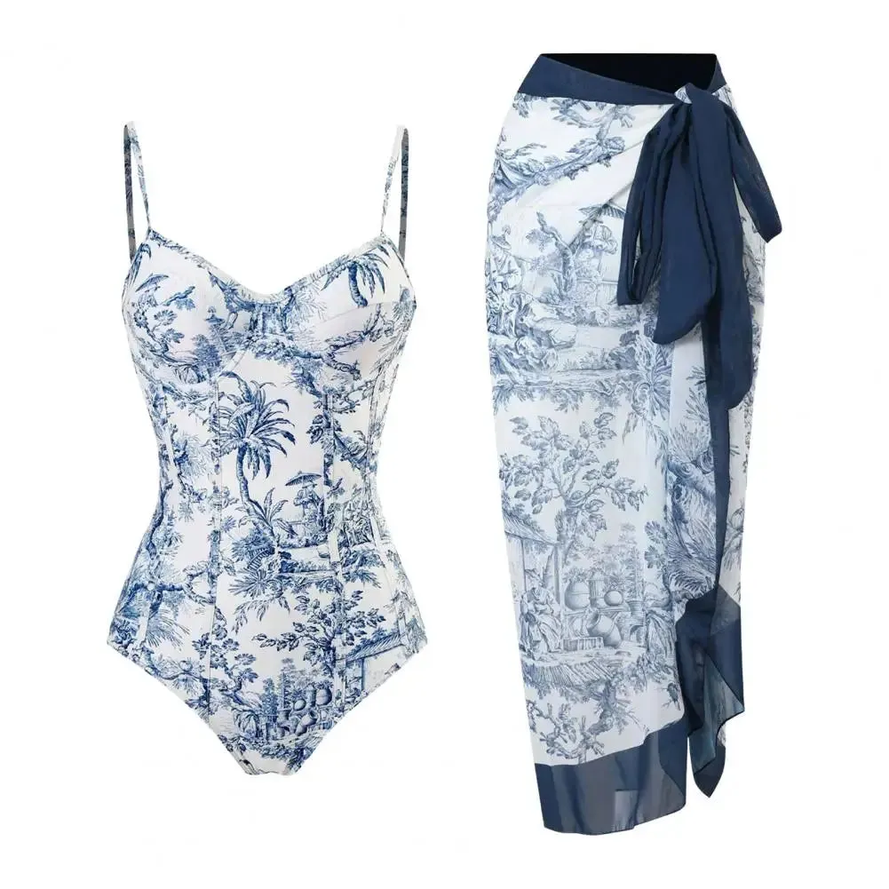 Palm Paradise Badeanzug und Strandüberzug, Sarong-Set