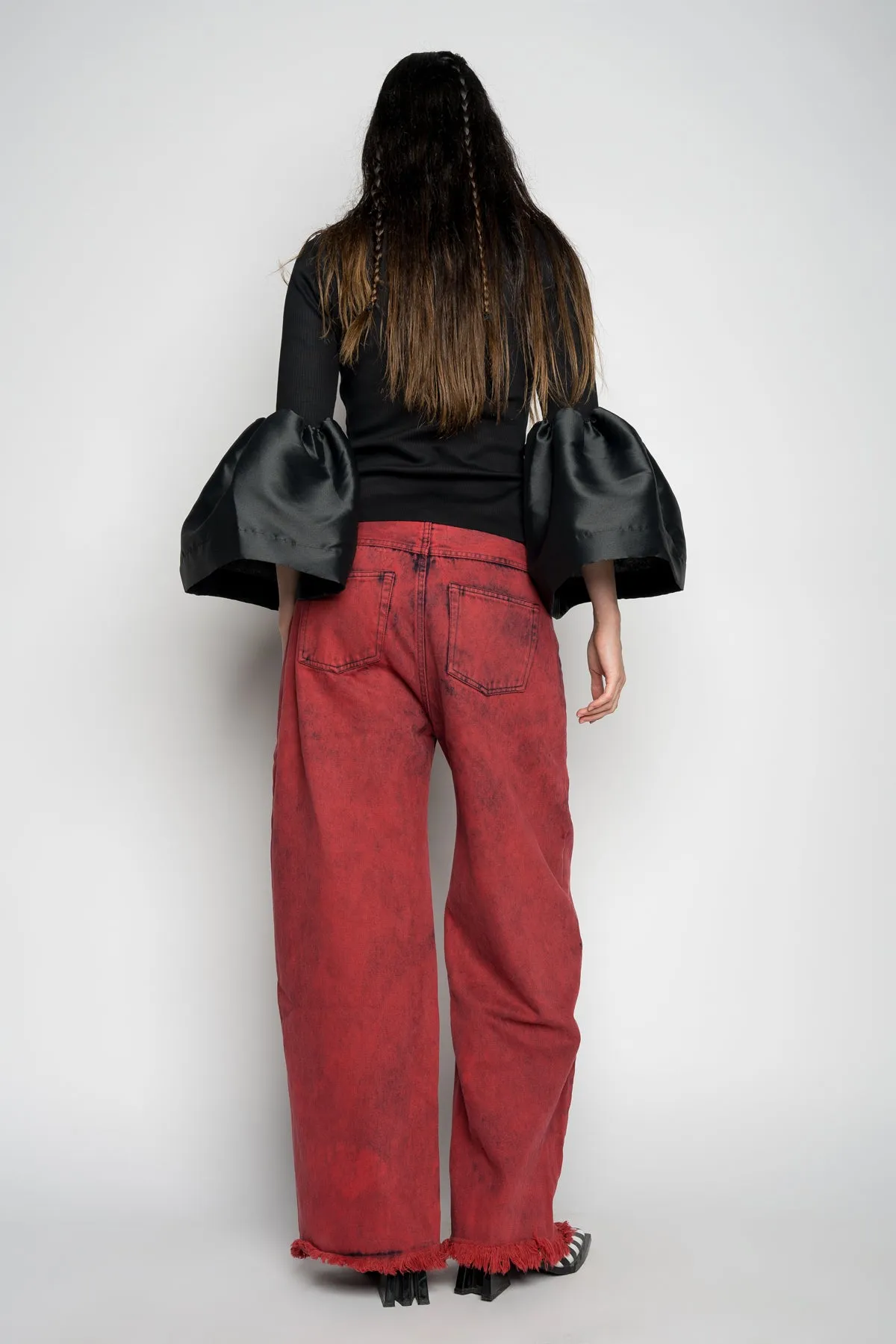 RED BOYFRIEND TROUSERS