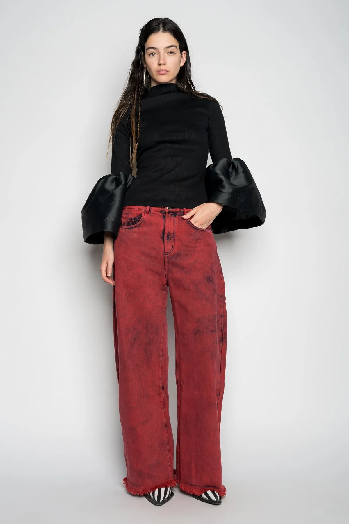 RED BOYFRIEND TROUSERS