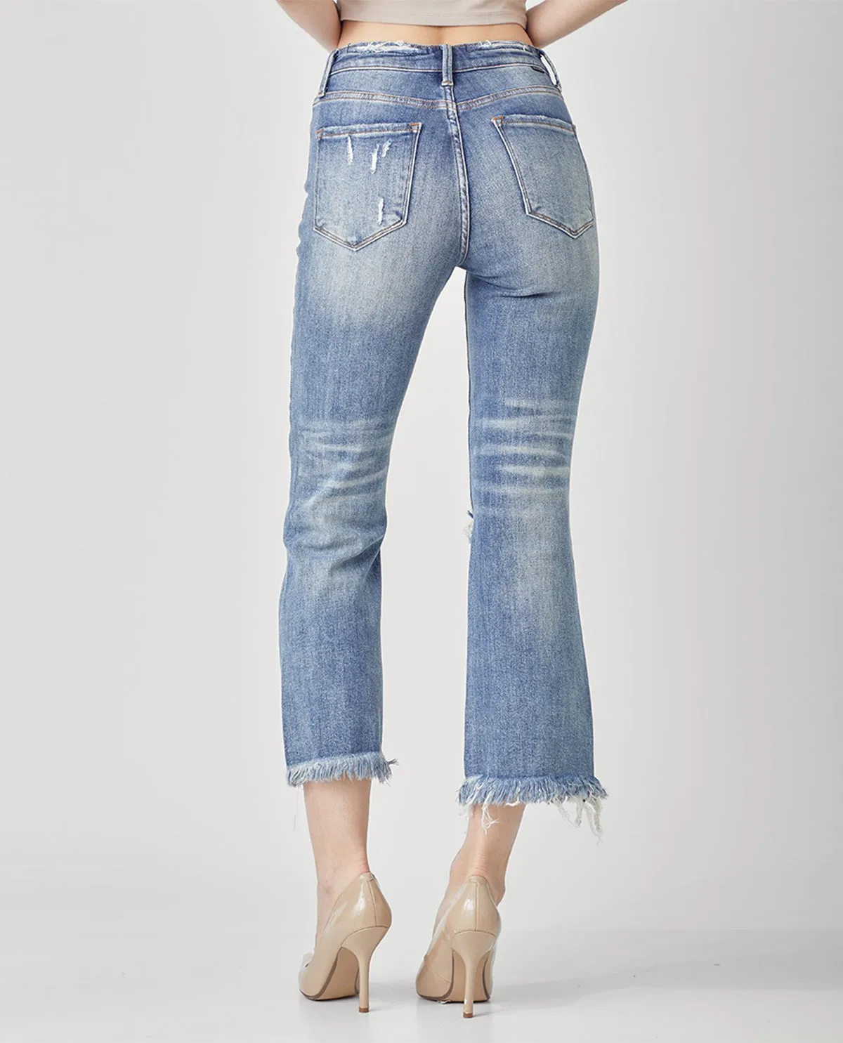 Risen High Rise Crop Flare Jeans