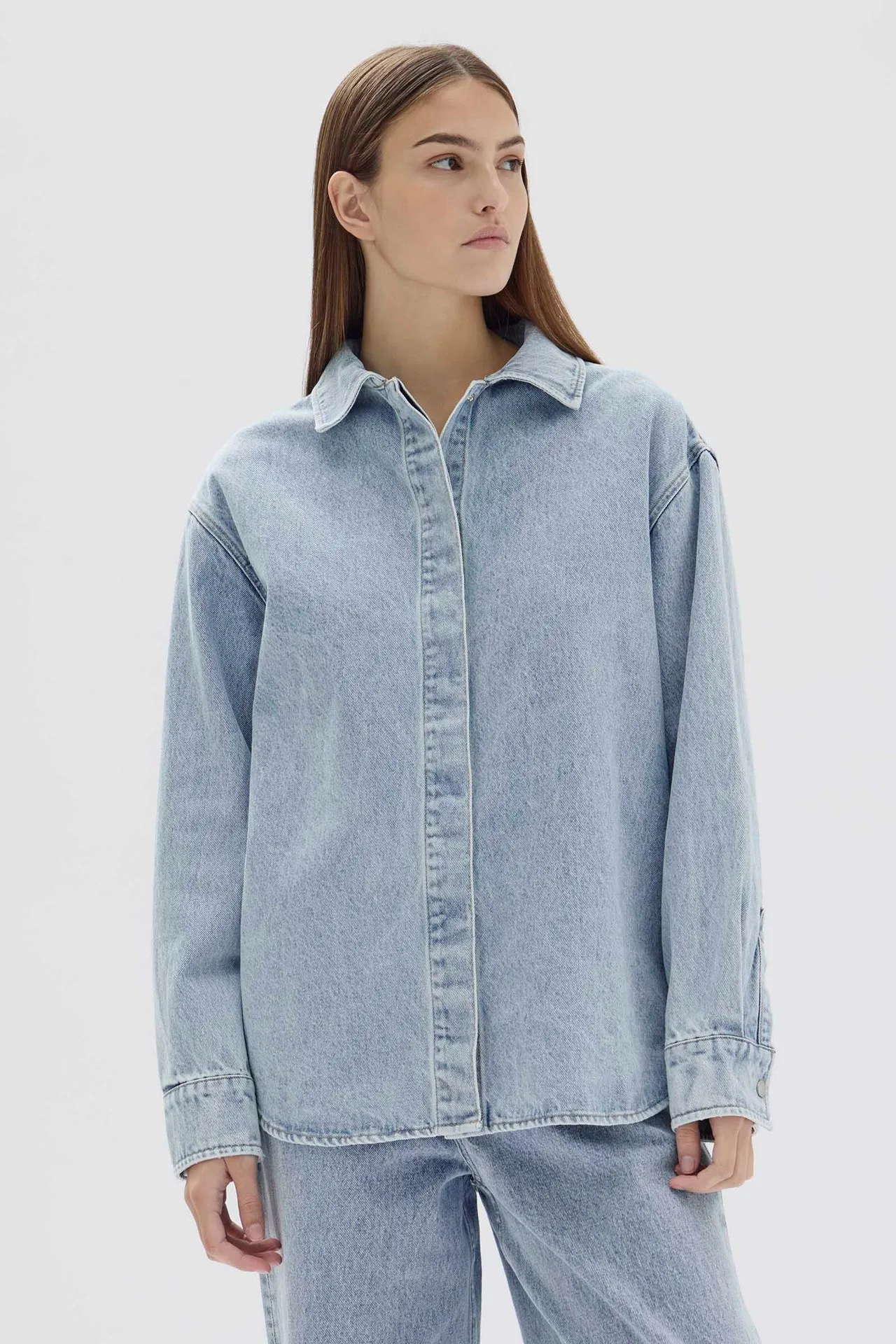 Rylee Denim Overshirt | Light Stone