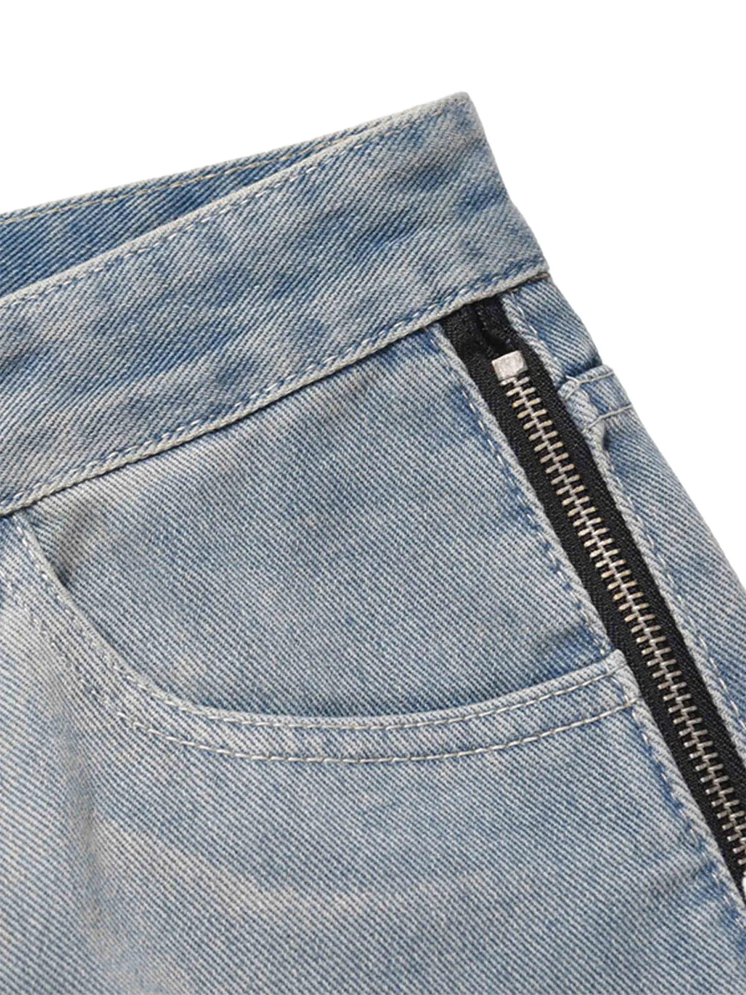 Thesupermade High Street Hip-hop Zipper Straight Jeans