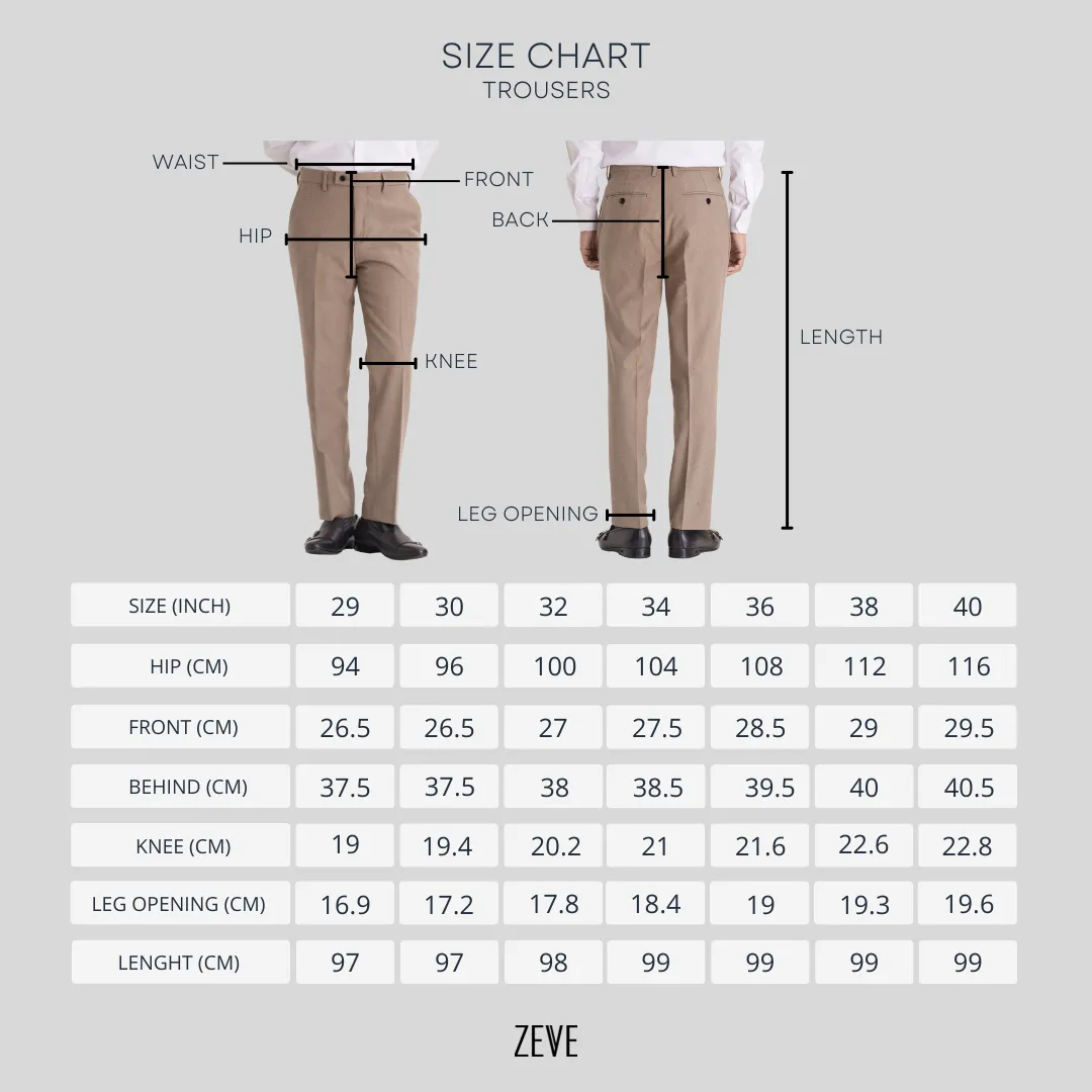 Trousers With Side Adjusters - Brown Plain Cuffed (Stretchable)