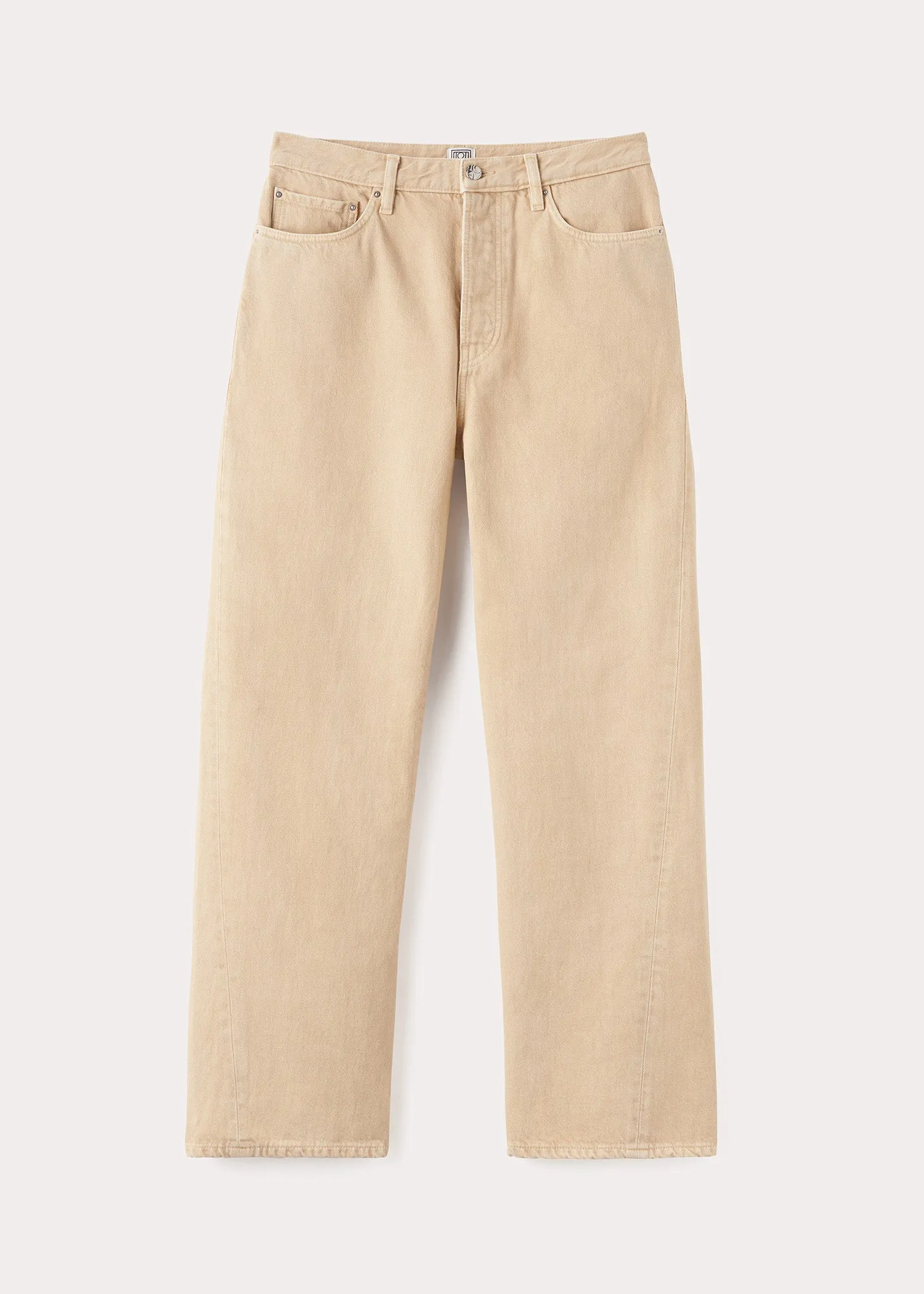 Twisted seam denim full length washed beige