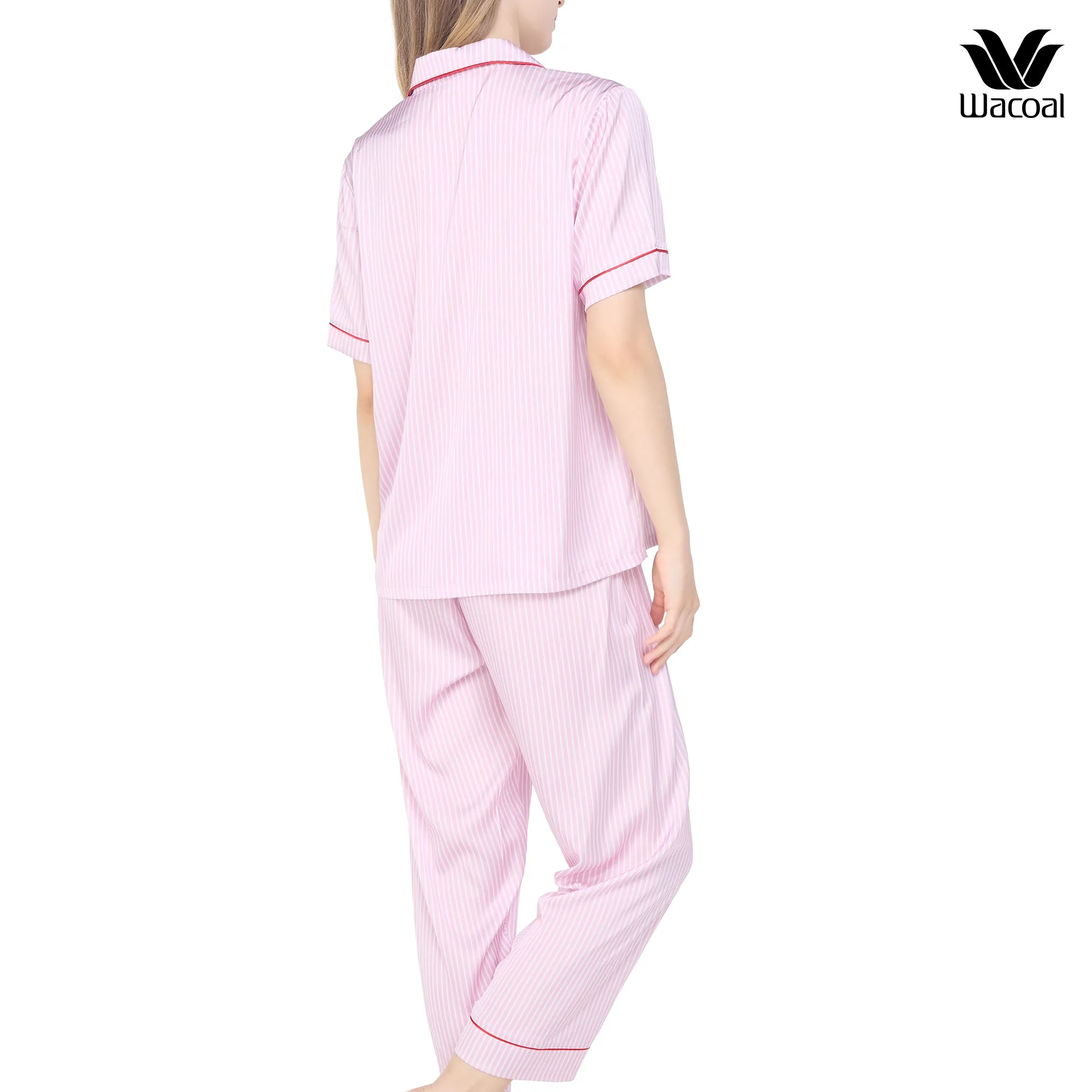 Wacoal Sleep wear ชุดนอนเสื้อแขนสั้น กางเกงขาสั้น ลายปัก Lobster รุ่น WN7E53 สีชมพู (PI)