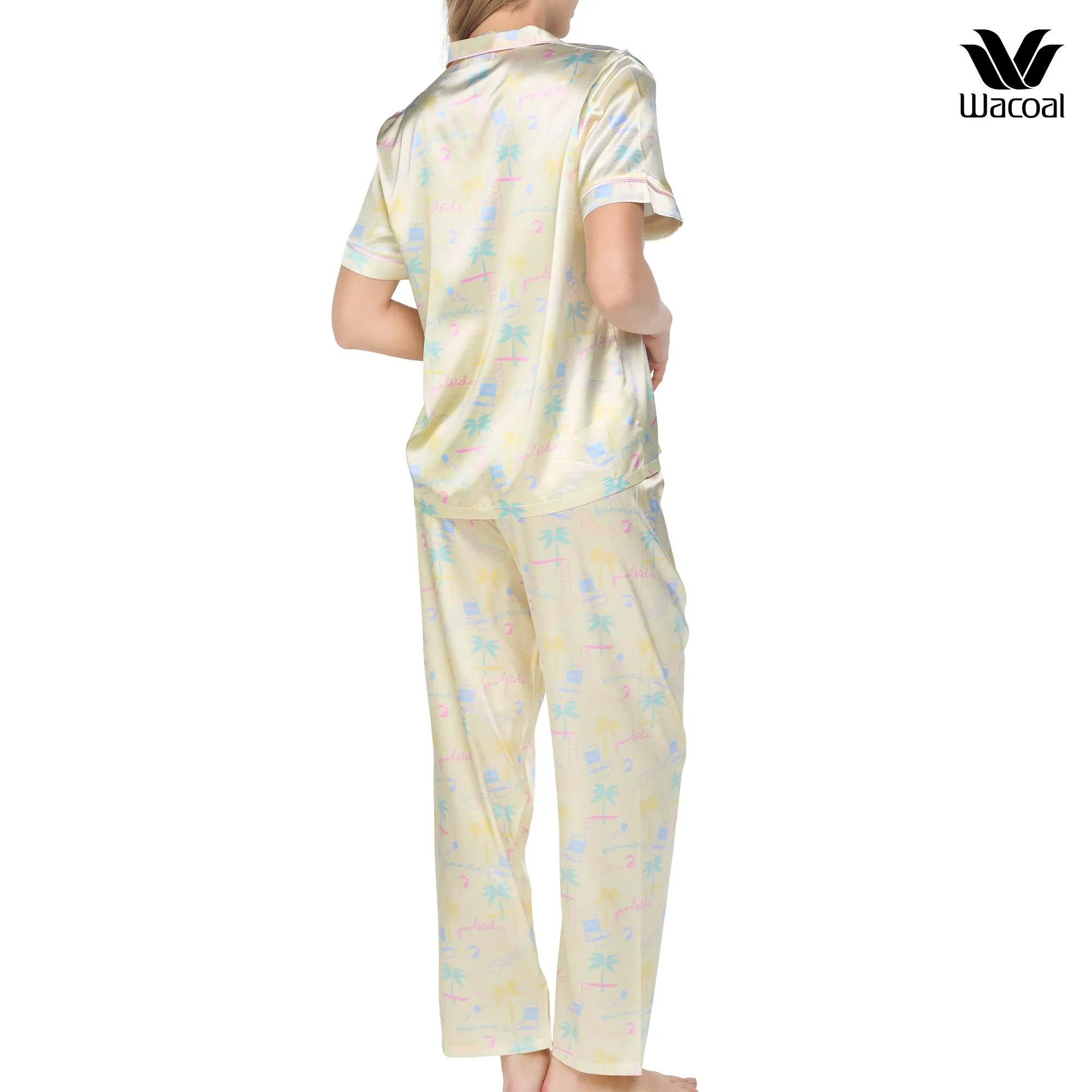 Wacoal Sleep wear พิมพ์ลาย Mood Poolside รุ่น WN7E73 สีเหลือง (YE)