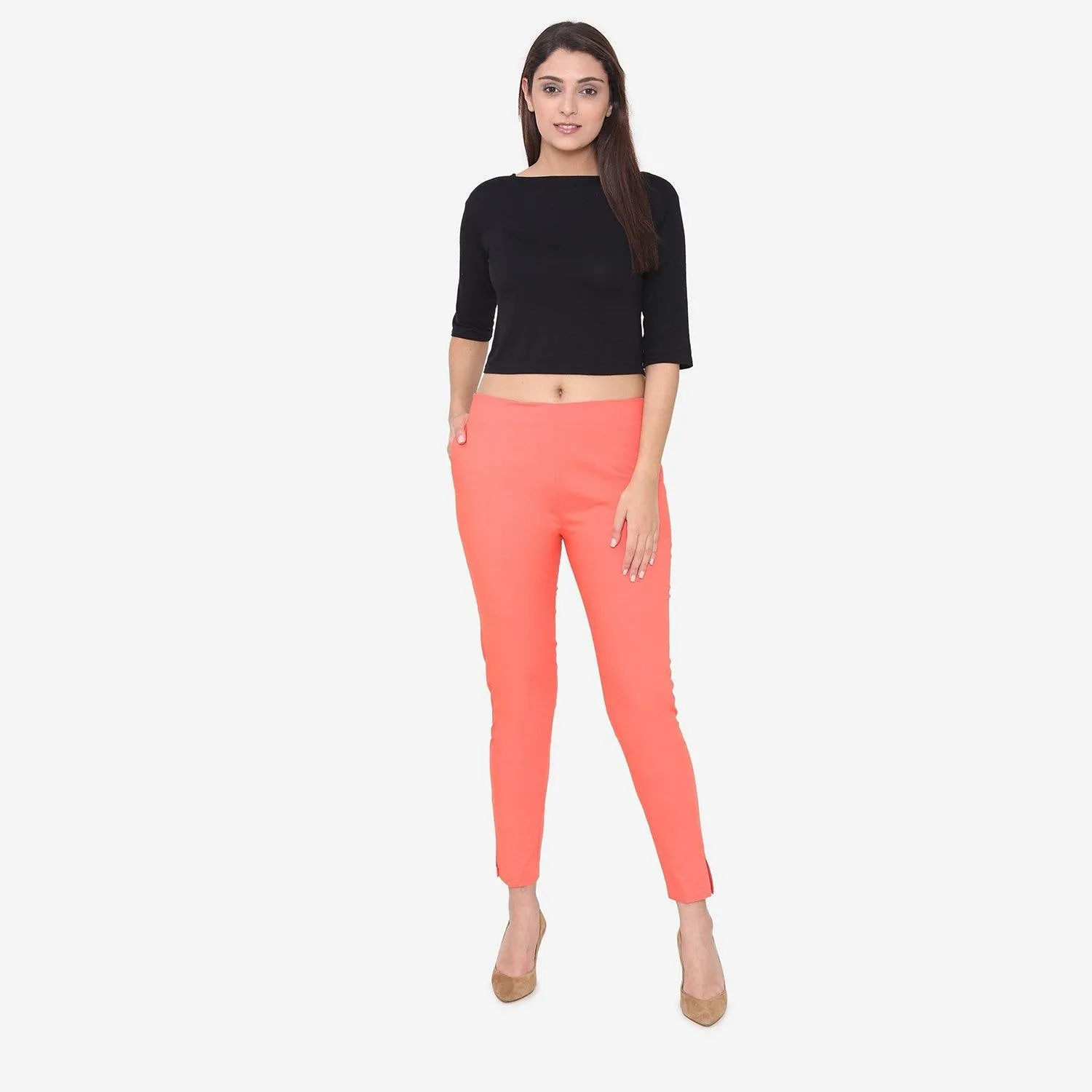 Women's Cotton Formal Trousers - Cherry